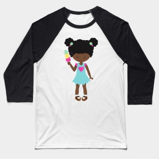 Girl With Ice Cream, African American Girl, Dress Baseball T-Shirt